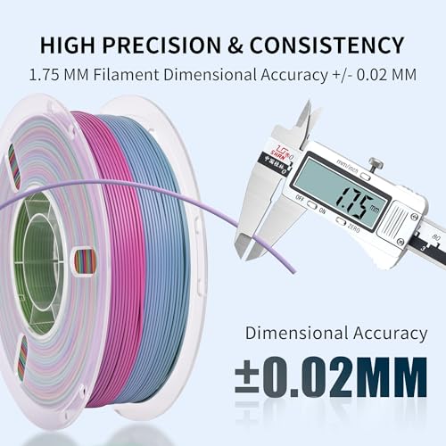Image of RAMBERY Matte Rainbow 3D Printer Filament 1.75mm Matte PLA Filament for 3D Printing Beginners, 1kg(2.2lb), Matte Rainbow Red Coral
