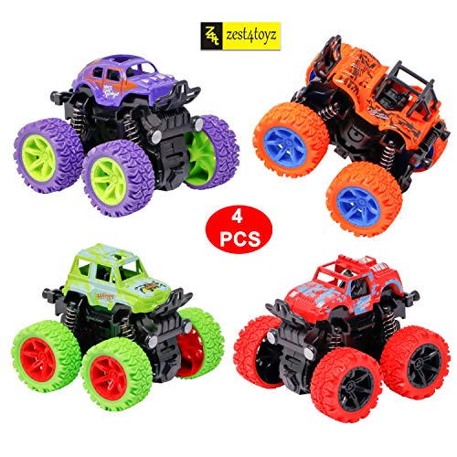 Image of Zest 4 Toyz Unbreakable Toys 4Wd Mini Monster Trucks Diecast Inertial 360 Degree Rotating Off-Road Climbing Vehicle| Toy Car For Kids (Set Of 4),Multicolor