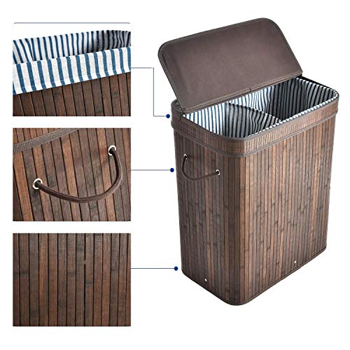 ALINK Cesto portabiancheria in bambù da 100 litri