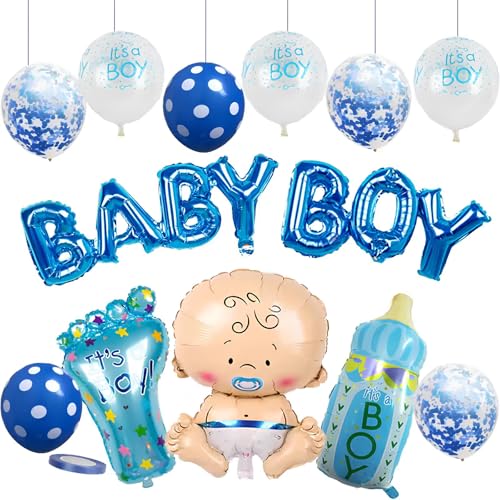 Decoração Baby Shower para criança, balões azuis para festa de revelação de género, batizado, decorações para festas infantis, baby shower menino azul