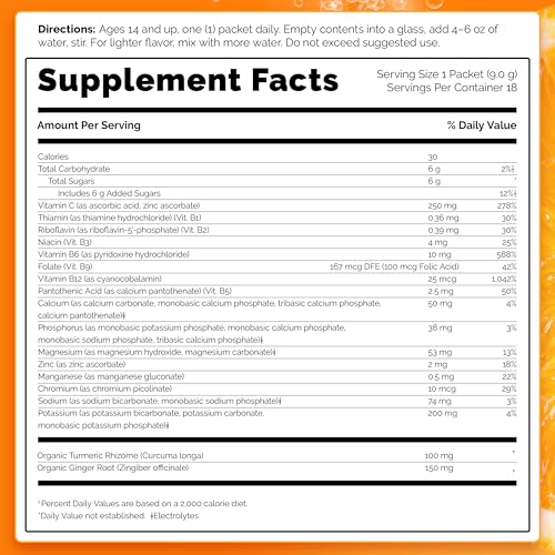 Emergen-C 76314390915 Citrus-Ginger Fizzy Drink Mix, Turmeric And Ginger, Immune Support thumb #7