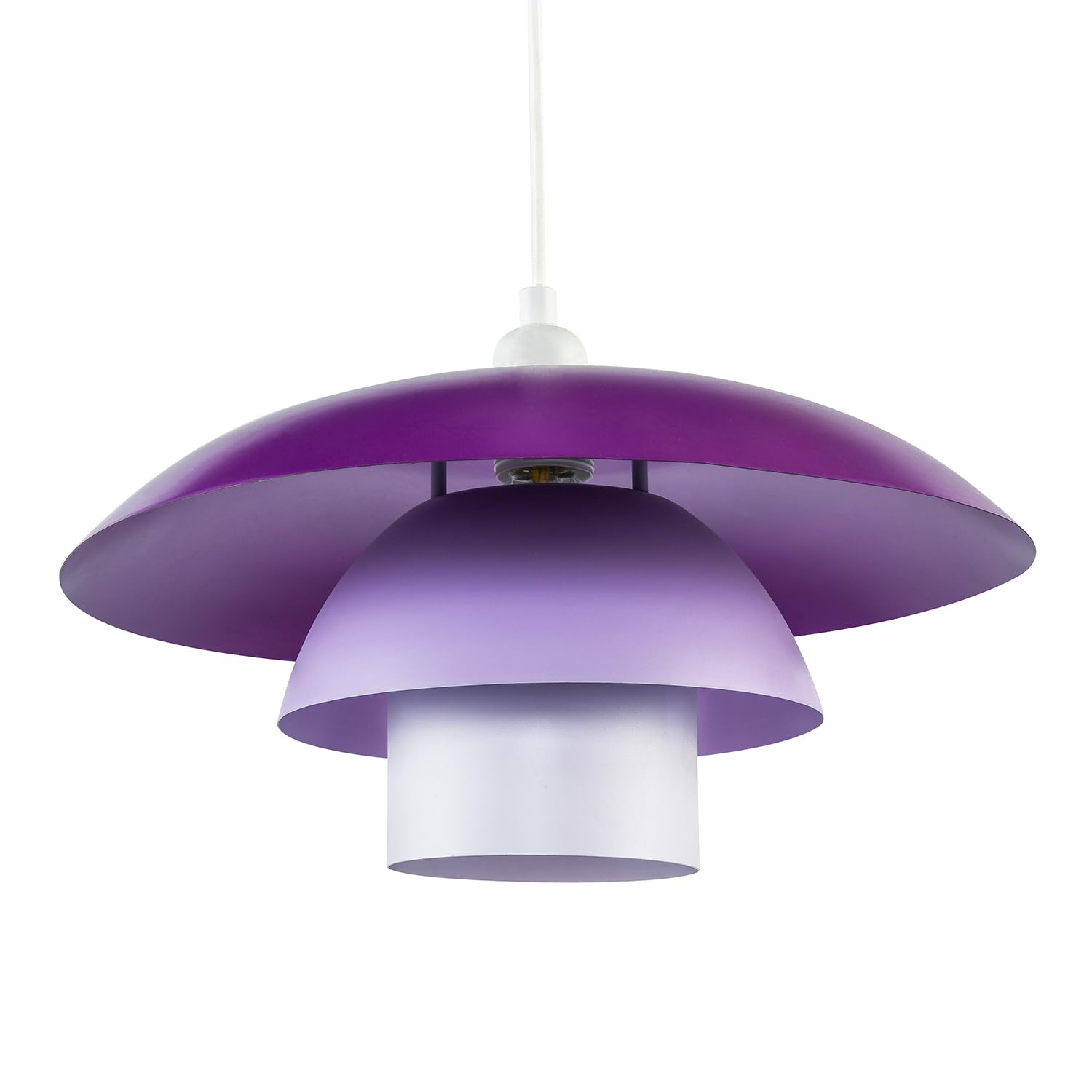 Modern Designer Purple and Lilac Lavender Metal Pendant Lighting Shade | 38cm x 18cm | Three Interlinked Shades by Happy Homewares