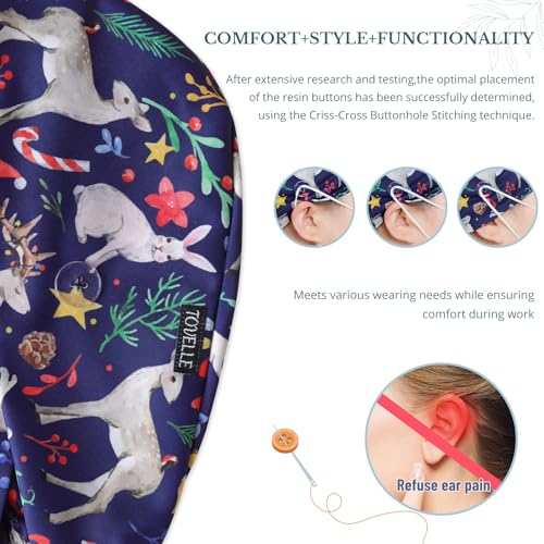 Image of Scrub Caps for Men and Women with Buttons, Classic Surgical Caps | Double-Sided Printed, Adjustable,Long Hours, Sweatbands, Fabric Help Reduce Static Buildup