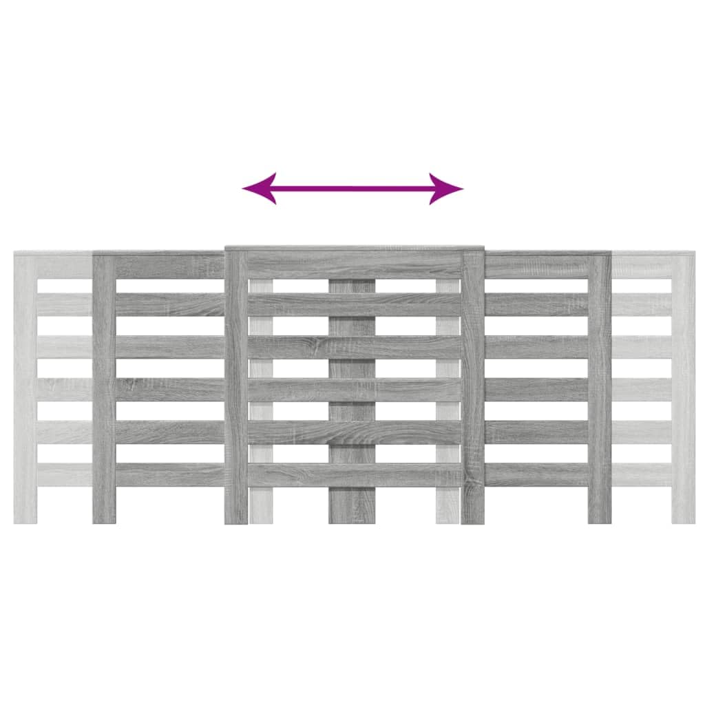 Revestimiento para radiador Sonoma gris de madera 205 x 21,5 x 83,5 cm con estante, diseño de lamas, práctico soporte de pared, cubierta adecuada para salón, baño y cocina
