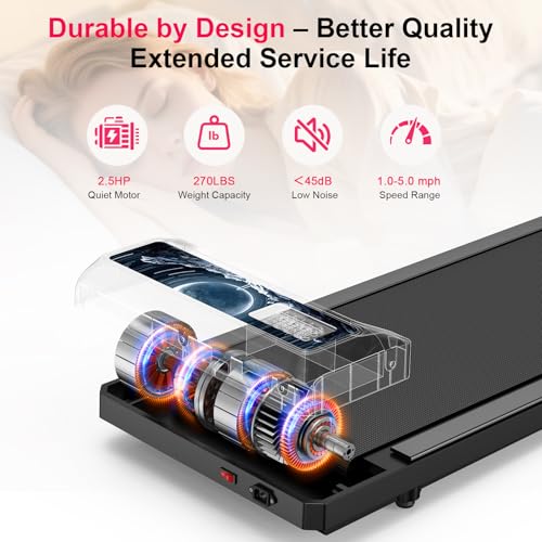 Image of Walking Mat Pad With Incline and Handle Bar, Treadmill with Handles, 4 in 1 Under Desk Treadmill, 2.5HP Low Noise Compact Treadmills Small Space with Remote Control,Portable Treadmills for Home Office