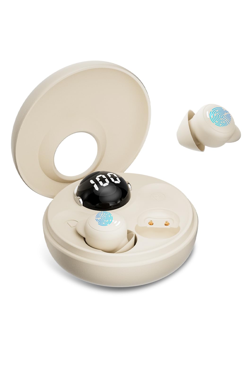 Sleep Earbuds for Side Sleepers Wireless Bluetooth Headphones Mini Invisible Earplugs Small Design Comfortable in-Ear Ear Buds Noise Blocking for Sleeping Working Hiking-Off White