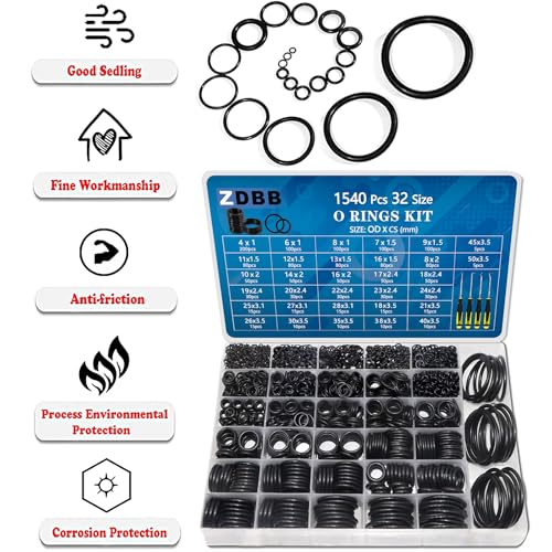 Image of ZDBB 32 Size 1540 Pcs O Rings Assortment Kit Metric Nitrile Rubber Oring Set with 4 Pick for Automotive Faucet Pressure Washer Plumbing Air or Gas Repair OD 4mm-50mm