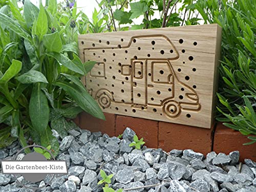 Die Gartenbeet-Kiste Insektenhotel Wildbienen Camper Nisthilfe Bienen Eiche Massivholz – Bild 5