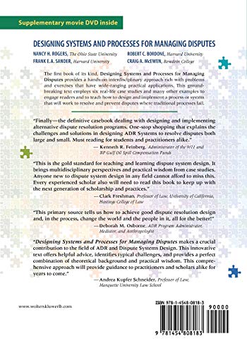 Designing Systems and Processes for Managing Disputes (Aspen Coursebook Series)