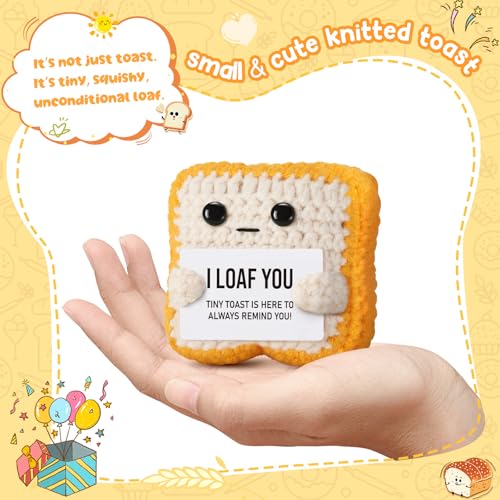 Gifts for Boyfriend Girlfriend Her Him Loved One Crochet Toast “I Loaf You” Gifts for Couples, Funny Wedding Anniversary Birthday Gift for Women Men Wife Husband - Christmas Stocking Stuffer - Image 2