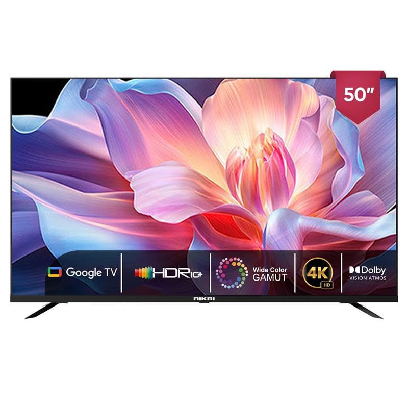 Nikai 50 Inch 4K UHD Smart Google TV | Dolby Vision & Atmos | HDR10 | 20W Powerful Speakers | Built-in Netflix, Prime Video, YouTube, Disney+ - 50NIKGOOGLE