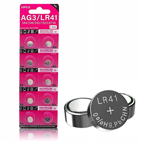 jixik 10PCS AG3 Coin Battery LR41 392 192 Button Cell Coin Alkaline Battery 1.55V SR41SW L736 CX41 for Watch No Mercury