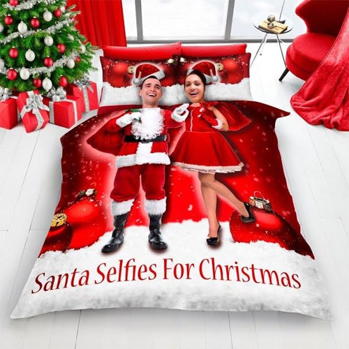 Preisvergleich Produktbild Urban Unique Weihnachten rot Santa Selfie Bettbezug Set, Doppelbett