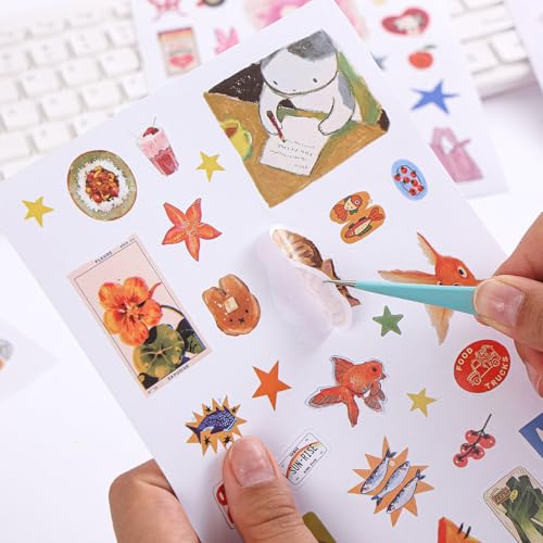 Image of Girl's Korean Sticker Book, Food and Daily Life Theme - 1300+ Cute Dream Style Foodie Stickers, for DIY Scrapbooking Journaling Handbook Decoration Pink