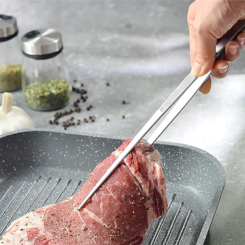 Große Pinzette Edelstahl Pinzette Extra Lange Gerade Pinzette 30 cm mit präzisionsgezahnter Spitze für Aquascaping, Gartenarbeiten, Kochen, Industriearbeit, Laboreinsatz