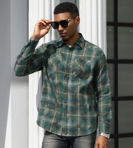 Image of Alex Vando Mens Button Down Regular Fit Long Sleeve Casual Flannel Shirts