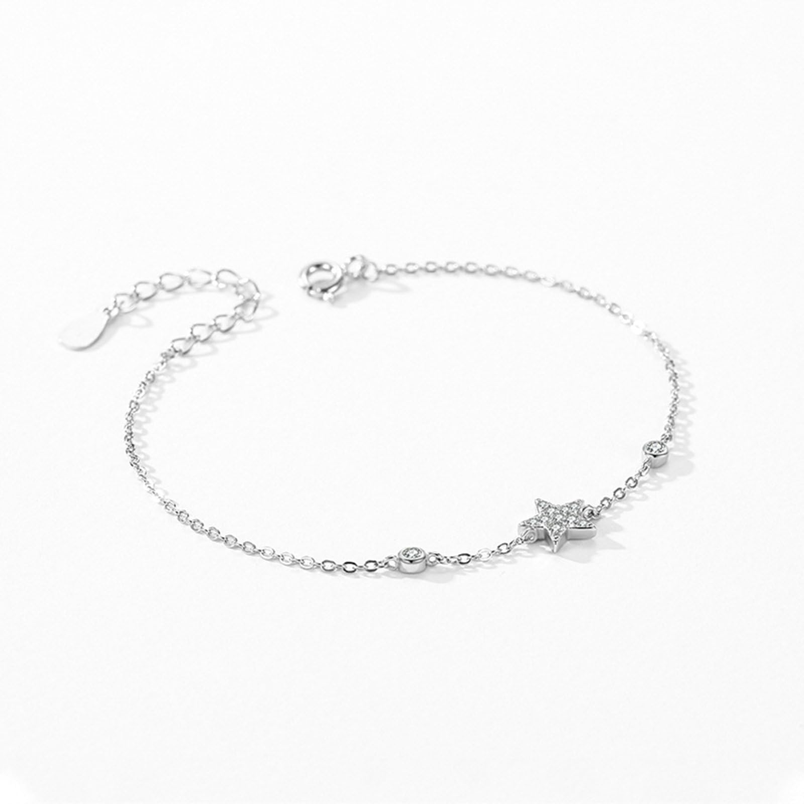 Pulsera de estrella para mujer, pulseras de estrella de diamantes para mujer, oro blanco de 9 quilates, 14 quilates y 18 quilates