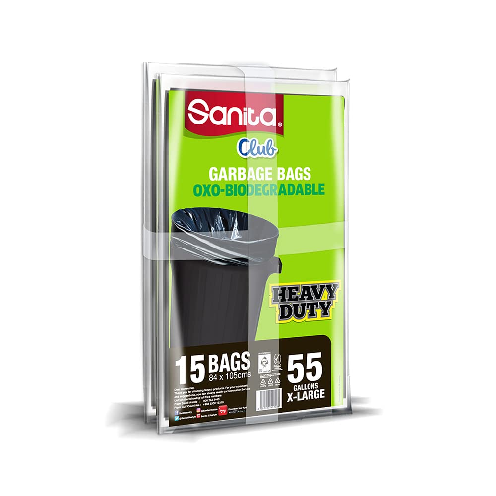 Sanita Club Garbage Bags 55 Gallons X - Large Pack Of 2 Pcs (2 15 Bags)