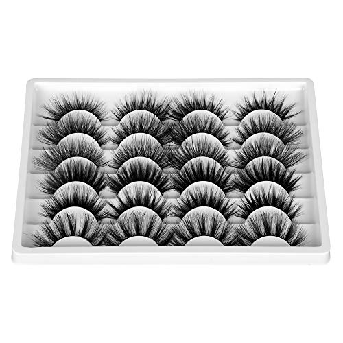 False Eyelashes Natural Look 17-20MM Lashes Bulk ALPHONSE 3D Volume Cat-Eye Faux Mink Eyelashes Pack 12 Pairs