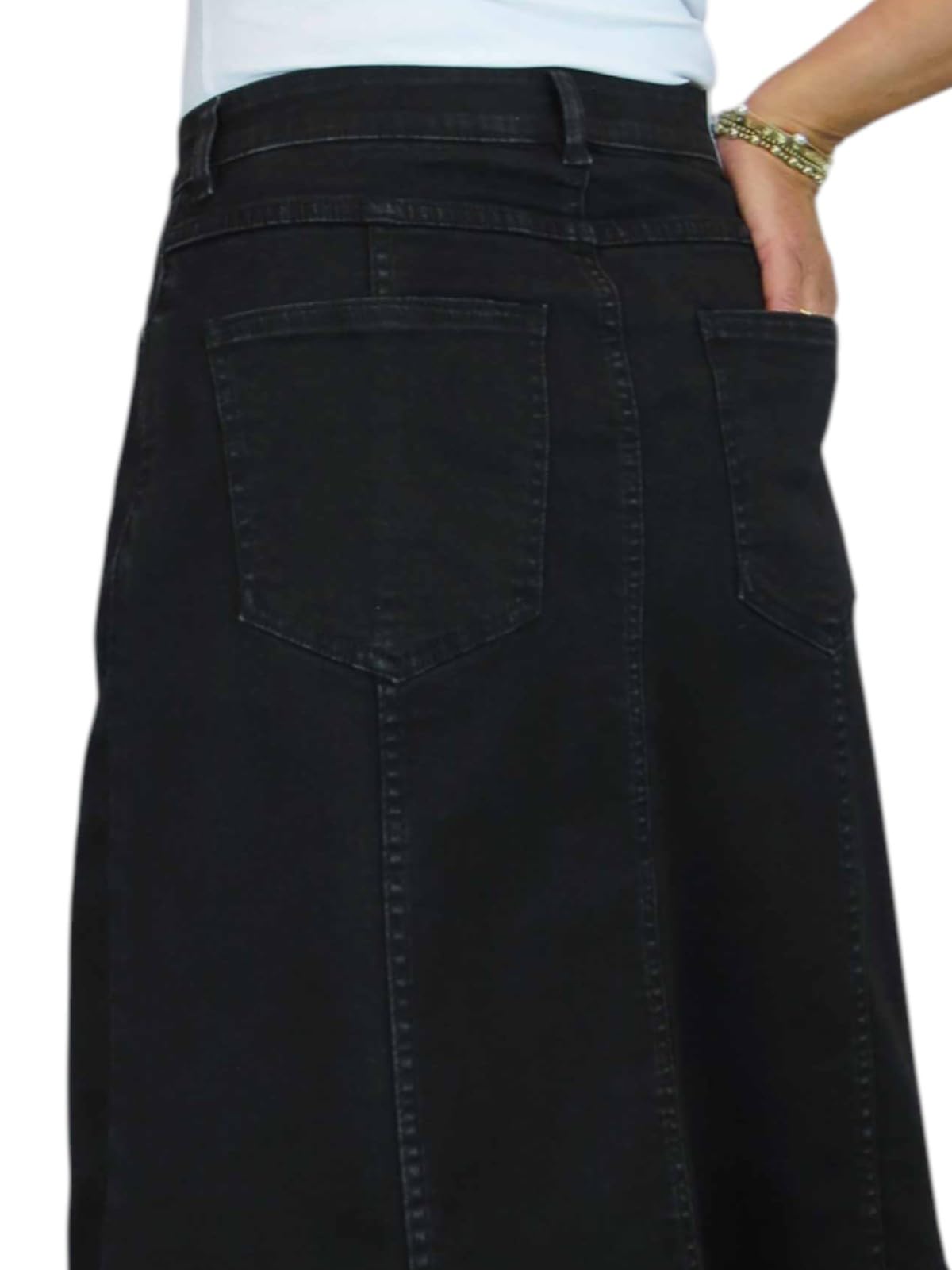 Knielanger A-Linien-Rock Aus Stretch-Denim Für Damen 36-48