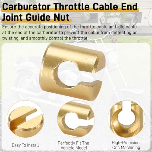 Image of Jerbor Upgraded Throttle Cable Ferrules & Guide Nuts for Harley Davidson Road King, Electra Glide, Wide Glide, Fat Bob 1996-2017, Copper Carburetor Cable Ends, Replacement for 5650876