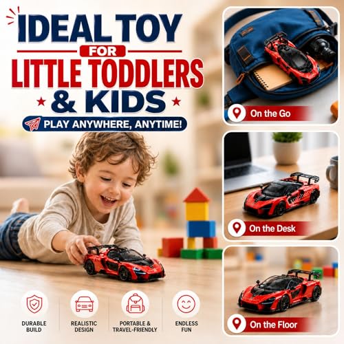 Image of GRAPHENE 1:32 Scale Diecast Pullback Metal Toy Car for Kids High Speed Premium Realistic Model Sports Car Friction Powered Miniature Racing Openable Doors Light Music Best Gift For 2+ years Boys Girls