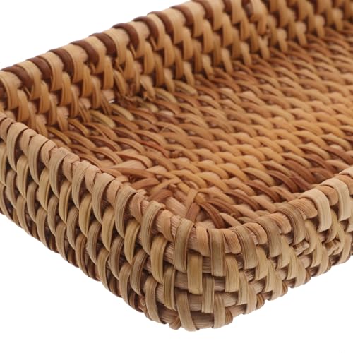 Bandeja tejida de ratán rectangular para organización y tocador 4