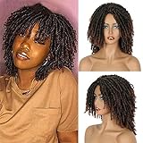 Magibrunette Ombre Red Brown Color Faux Locs Crochet Wigs with Curly Ends Synthetic Dreadlocks Twist Wigs for Black Women Braids Hair Daily Replacement Wig(6 inch 1B/30)