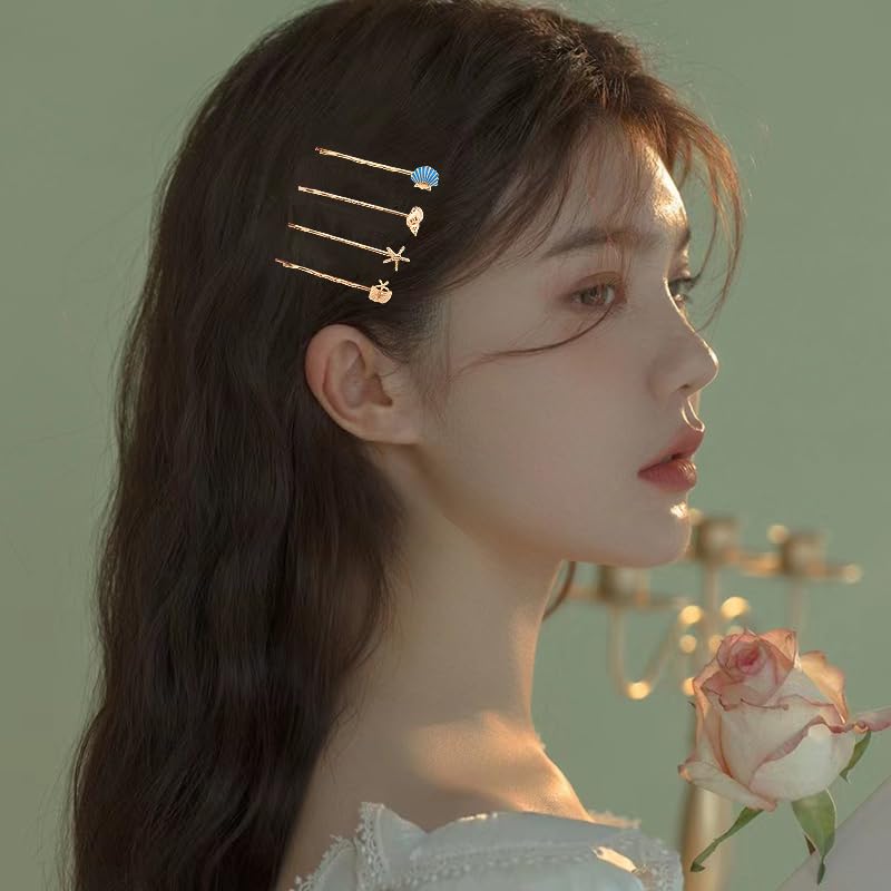 Miniatura 3 de Juego de pinzas para el cabello de concha de mar brillantes para mujeres y niñas, accesorios para el cabello de playa de verano para pasadores de