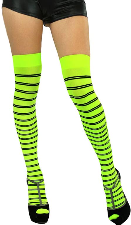 Image of ToBeInStyle Women's Opaque Hosiery Thin Striped Thigh High Long Stocking