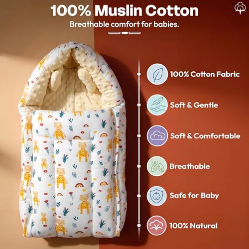 Image of StarAndDaisy 3 in 1 Baby Sleeping Bag /Baby Bedding Set for new Born, Baby Bed for New Born /Foldable & Washable Cotton Design /Comfortable Sleeping Bag for Baby 0-12 Months (Giraffe Print)