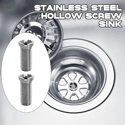 2 Stück Hohlschraube Spüle,Hohlschraube für Siebkorbventile,M12 x 30 mm Edelstahl Hohlschraube Spüle,30mm Waschbecken Schrauben,Geeignet für Küchenspülen Siebkorbspülen Spülbecken Zubehör Silbrig
