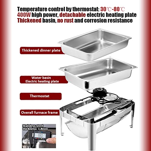 JTYDFG Kommerzieller Speisenwärmer, 9L Chafing Dish Edelstahl mit Deckel, Warmhaltebehälter Wärmebehälter Buffetwärmer… – Bild 3