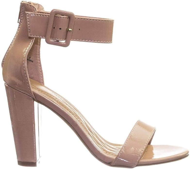 BAMBOO Frenzy 60S Womens Open Toe Chunky Heel Sandals NudePAT 8