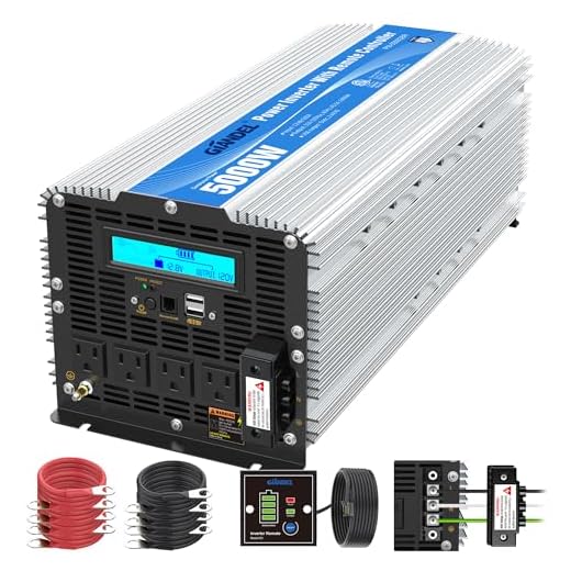 5000Watt Heavy Duty Modified Sine Wave Power Inverter DC 12volt to AC 120volt with LCD Display 4 AC Sockets Dual USB Ports & Remote Control for Truck RV and Emergency