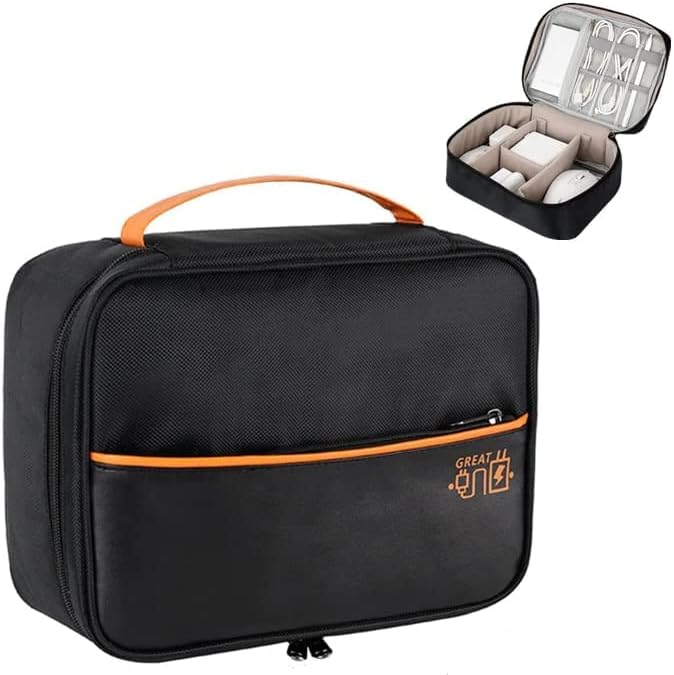 Electronic Organizer, Travel Cable Organizer Bag, Gadgets Storage Case Suitable for USB Cables Earphone SD Memory Cards USB Flash Drive Phone Power Bank Hard Drive (Medium-Black)
