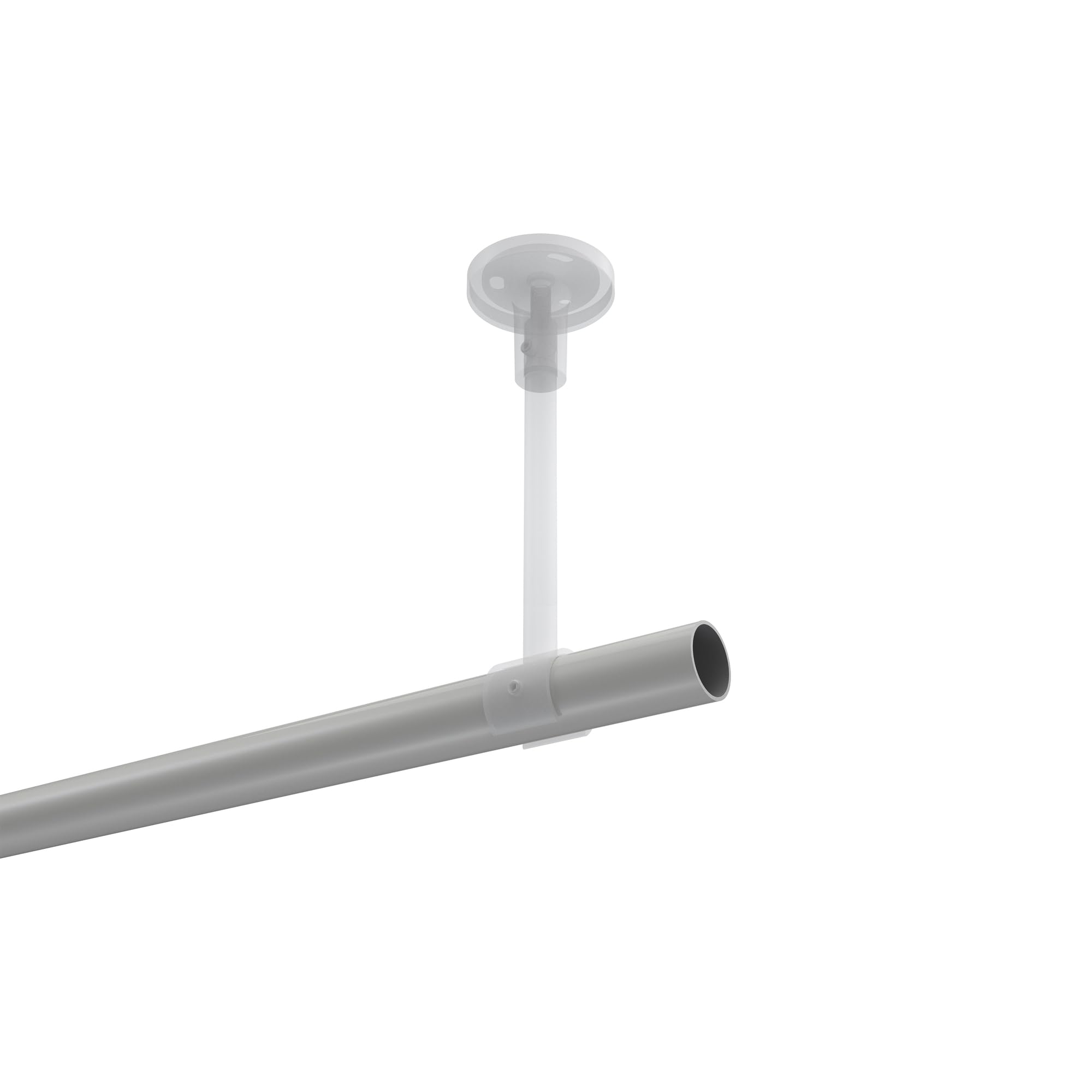 INTERDECO Gardinenstange 20 mm 1-läufig Weiß 220 cm | aus Metall, für Deckenmontage, Endstück Santo (Kappe), ohne Ringe, kürzbar, Traglast bis 8 kg, Modern