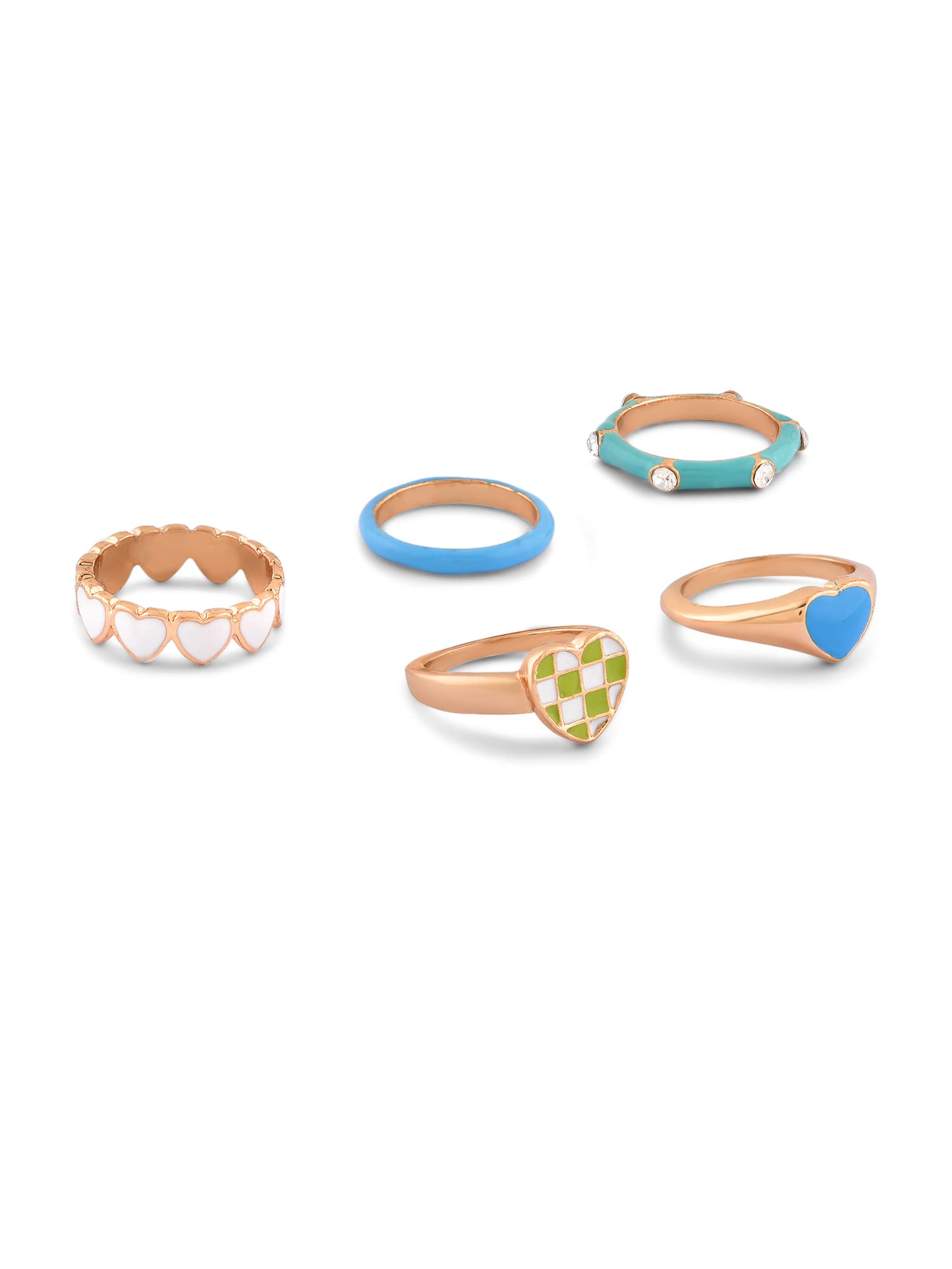 ZAVERI PEARLS Set of 5 Multicolor Enamel Classy Contemporary Heart Stackable Rings For Women-ZPFK16000 (B0C4HFT8YX) Amazon Price History, Amazon Price Tracker