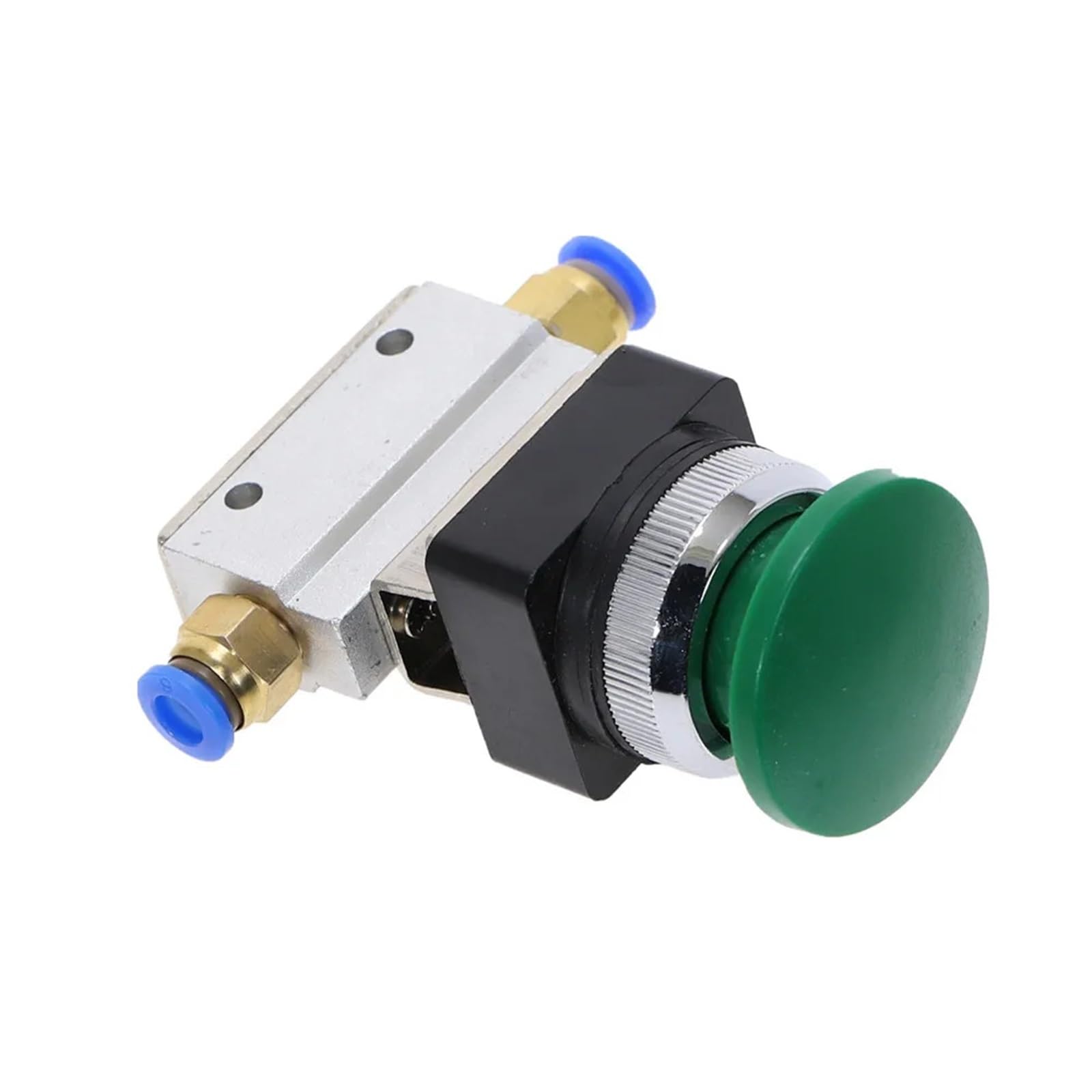 MOV-03APPL Válvula neumática de cabeza de hongo verde de tres vías y dos posiciones con rosca PT de 1/8 de pulgada, accesorios blancos, 1 unidad(6MM)