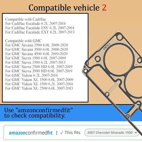 Image of 12610046 5-Layer Head Gaskets Sets 2PCS for GM for Chevrolet Silverado Express GMC Sierra Yukon XL Cadillac Escalade Hummer Pontiac SAAB, for Engines 6.0L 6.2L LQ4 LQ9 L96 L76 LY6 L92 L99