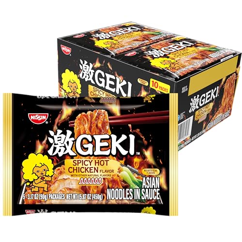 Image of Nissin Geki Chili Infused Asian Noodles, Spicy Hot Chicken (Pack of 10)