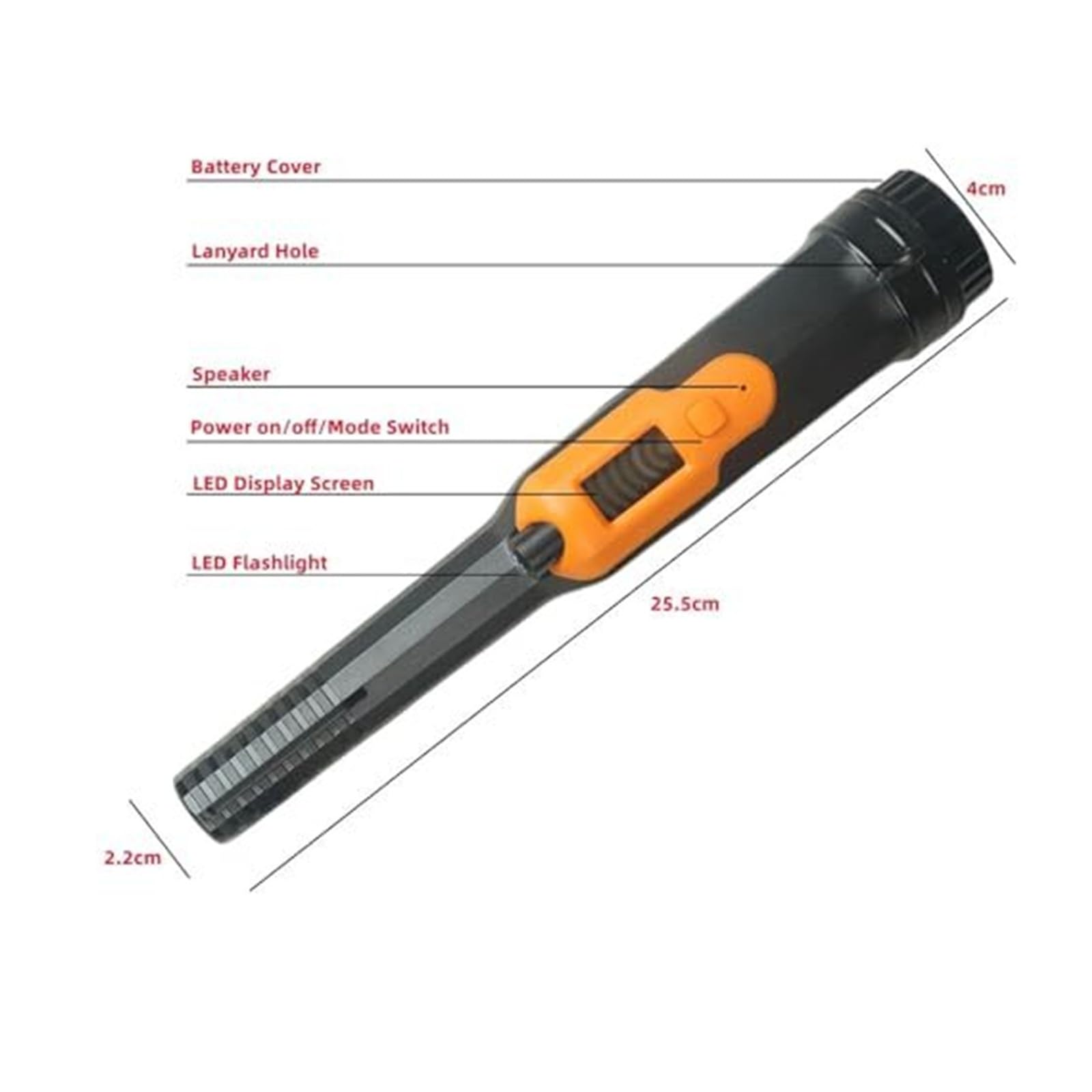 Wodoodporny wykrywacz metali dla dorosłych, przenośny pinpointer ze światłem LED, wykrywanie pod wodą IP68