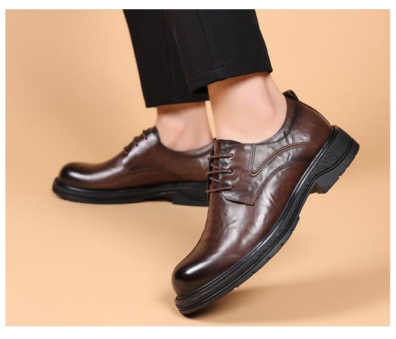 Men's Casual Business Formal Leather Oxford Shoes Men Black Round Toe Soft Rubber Sole Dress Shoes2