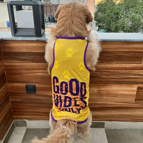 Image of Lulala Pets Dog Clothes Dress Summer Printed t Shirt for Dogs pet Apparel for Dog Cat and Puppies (10INCH, Musturd)