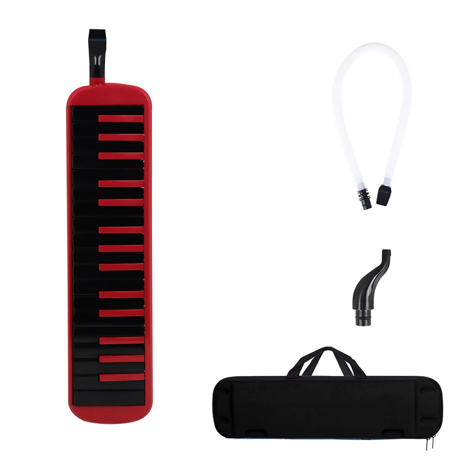 32 Tasten Melodica Instrument für Air Piano Keyboard Sopran Melodica mit langem Rohr, kurzen Mundstücken & Tragetasche