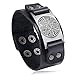 DFGDFG Armband Punk Vintage Compass Armreifen Nordic Runes Symbol Wrap Echtes Leder Wikinger Armband für Männer Herren (Metal Color : 84012)