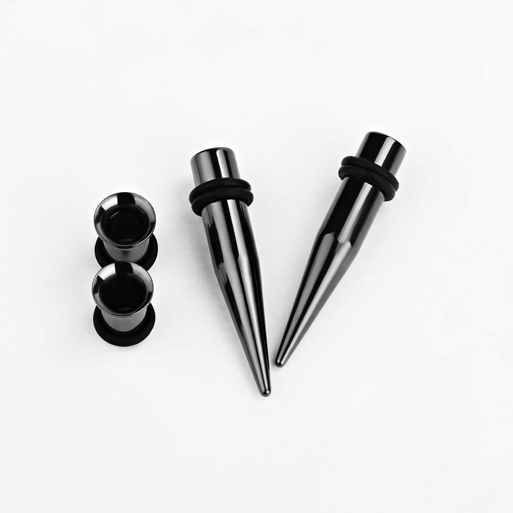 COOEAR Zestaw 36-częściowy rozpychacze i wtyczki ze stali nierdzewnej do uszu 1,6-10 mm Black