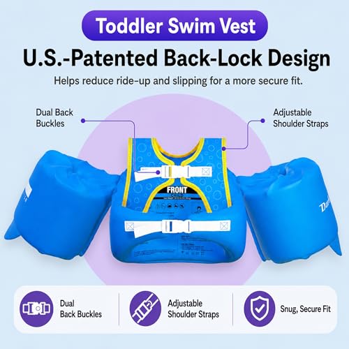 Image of Dark Lightning Toddler Swim Vest for Kids Ages 2-7, Kids Pool Floaties with Arm Wings, USCG Approved Life Jacket for Boys Girls, 33-55 lbs