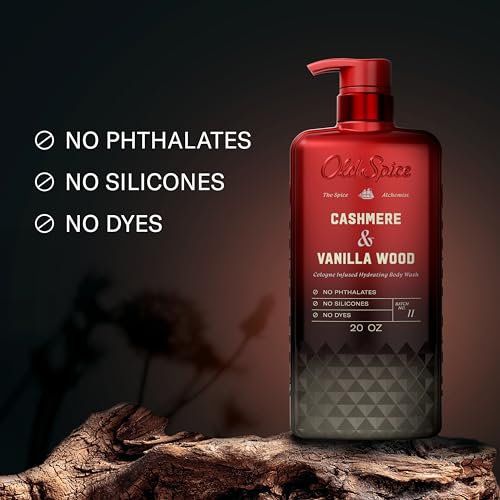 Image of Old Spice Body Wash for Men, The Spice Alchemist Collection, 24 /7 Cologne Infused Hydration, No Trade Off Formula, Free of Phthalates Silicones & Dyes, Cashmere + Vanilla Wood Scent, 20 oz
