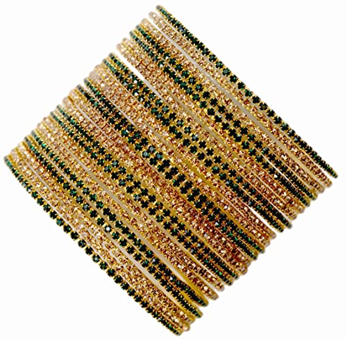 Zircon Gemstone Studded Glossy Finished Bangle Set - Pack Of 24